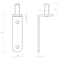 Čap páskového pántu Ø14 mm na priskrutkovanie – čap pre krídlové brány 001-508 (2)