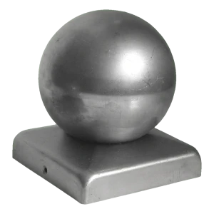Plotový strieška oceľový na stĺpik 50×50 mm s guľou fi 50 mm – pozinkovaný
