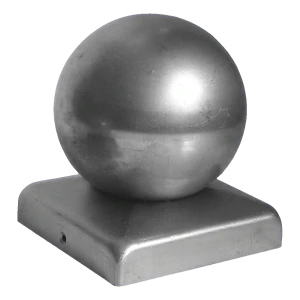 Oceľový oplotový striešok s guľou 60×60 mm / fi 50 mm – surový