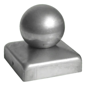 Plotový strešný kryt oceľový 120×120 mm s ozdobnou guľou fi 80 mm – surový