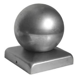 Plotový striešok oceľový s guľou 120×120 mm / fi 100 mm – surový