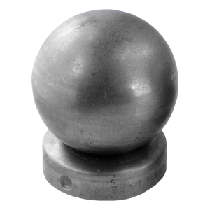 Štítok na oplotenie oceľový na stĺpik Fi 77 mm s ozdobnou guľou Fi 60 mm