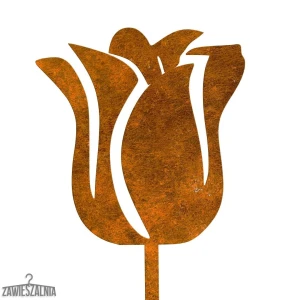 Záhradná dekorácia – hrdzavý tulipán z ocele corten 14×95 cm