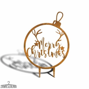 Záhradná dekorácia Bombka Merry Christmas XL 77 cm z cortenovej ocele