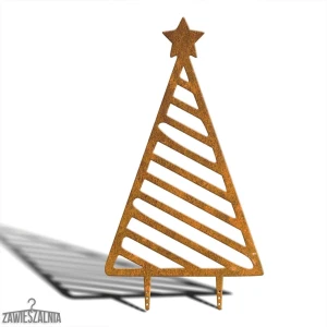 Závesná dekoratívna záhradná vianočná stromčeková ozdoba XXL 92 cm – corten oceľ, vzor prúžky