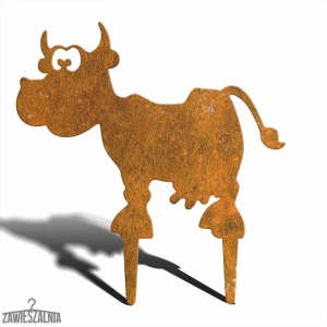 Záhradná dekorácia – oceľová figúrka corten Kravička Zosia M 39 cm