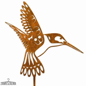 Záhradná bižutéria Hrdzavý Kolibrík XL, dekorácia z cortenovej ocele 22×102 cm