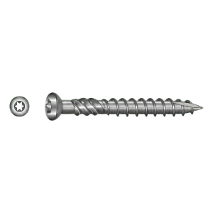 Terasová skrutka nerez C1 (AISI 410) TX25 5,0×40 mm – hlava s frézovacími rebrami – kartón 100 ks