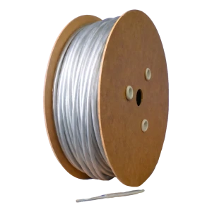 Oceľové lano s PVC povlakom, pozinkované, Ø4 mm, priehľadné, jadro Ø2,0 mm (1x19) — na metre