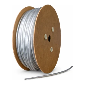 Oceľové lano s PVC povlakom, pozinkované, Ø6 mm, bezfarebné, jadro Ø3,0 mm (1x19) — na metre