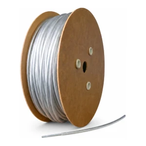 Oceľové lano s PVC povlakom, pozinkované, Ø8 mm, bezfarebné, jadro Ø5,0 mm (6x7) — na metre