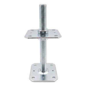 Kotviaca pätka stĺpa výškovo nastaviteľná 110×110 mm, závit M24 – výška 250 mm, pozinkovaná