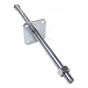 Kotviaca pätka stĺpa výškovo nastaviteľná 110×110 mm, závit M24 – výška 500 mm, pozinkovaná