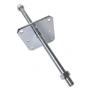Kotviaca pätka stĺpa výškovo nastaviteľná 160×160 mm, závit M24 – výška 500 mm, pozinkovaná