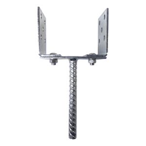 Kotviaca pätka nastaviteľná na zabetónovanie (s prútom) 0–125 mm – prút 190 mm, plech 3 mm, strieborný zinok