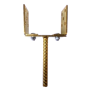 Kotviaca pätka nastaviteľná na zabetónovanie (s prútom) 0–165 mm – prút 190 mm, plech 4 mm, zlatý zinok