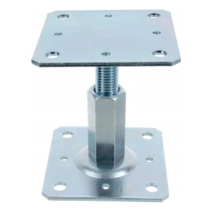 Kotviaca pätka stĺpa výškovo nastaviteľná 80×80 mm, závit M20 – výška 90–150 mm, pozinkovaná