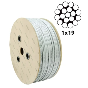 Oceľové pozinkované lano Ø2,0 mm jednopramenné 1×19 – predaj na metre