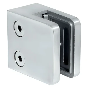 Držiak na sklo 45x45x26 mm, sklo 6-10,76 mm, AISI 304, plochý systém, lesk