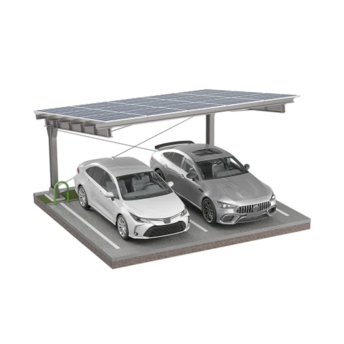 Prístrešok pre auto Fotovoltaická búda pre 2 vozidlá L 5,7m x 5,2m Solárne parkovisko GPV-101-14