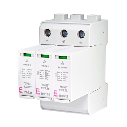 ETI Zvodič prepätia PV DC Typ 1+2 (B+C) 1100V 3P 20kA 3,8kV GPV-401-38