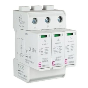 Zvodič prepätia ETI PV DC Typ 1+2 (Trieda B+C) 1200V 3P 12,5kA 4,4kV