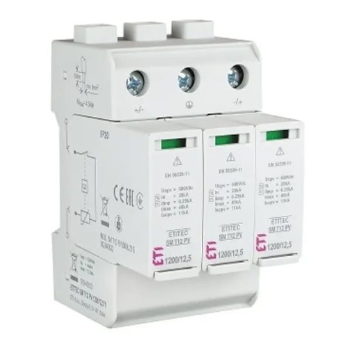 ETI Zvodič prepätia PV DC Typ 1+2 (B+C) 1200V 3P 12,5kA 4,4kV GPV-401-50