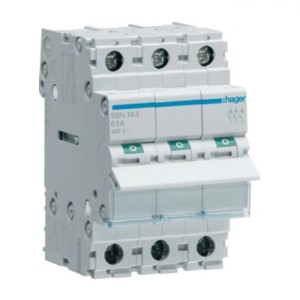 Hager Odpojovač izolačného spínača 3-fázový 3P 63A 400V AC