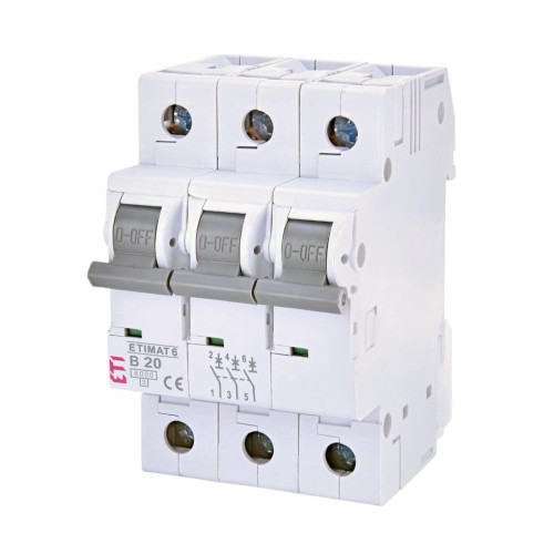 ETI Nadprúdový istič B 20A 3P 6kA GPV-401-102