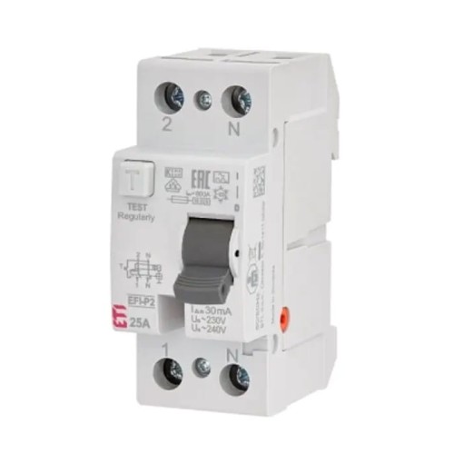 ETI Zvyškový prúdový istič 2P 25A 30mA typ AC GPV-401-104