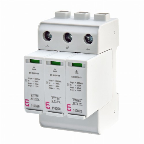 ETI Zvodič prepätia PV DC Typ 2 (C) 1100V 3P 20kA 3,8kV GPV-401-135