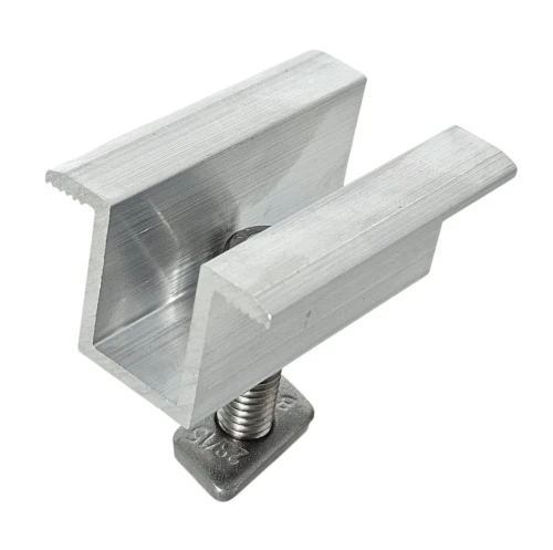 Stredová príchytka H25 L50 surová so skrutkou M8x20 a vložkou pre panely 30 mm PV-04-16