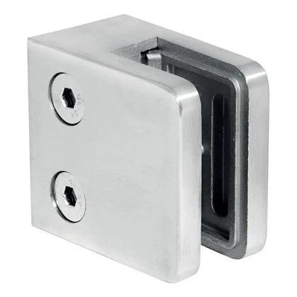 Držiak skla 45x45x26 mm, sklo 6-10,76 mm, AISI 304, plochý systém, satén 000-260 (1)