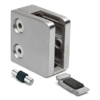 Držiak skla 6-10,76 mm 45x45x26 mm konzola a pin AISI 304 plochý systém lesk