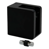 Držiak skla 45x45x26 mm na rovný povrch s konzolou čierny