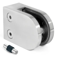 Držiak na sklo 6-10,76 mm 50x40x26 mm pin AISI 304 systém plochý lesk