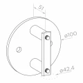 Koncový stĺpik ľavý fi 42,4x1230mm AISI304 bočné upevnenie satén 000-525 (5)