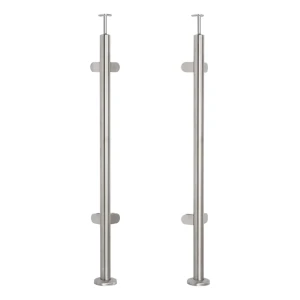 Rohový zábradlový stĺpik pre sklo fi 42,4x1060/1102,4mm 4 úchyty brúsený
