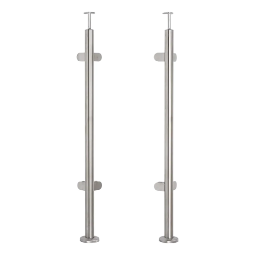 Rohový zábradlový stĺpik na sklo fi 42,4x1060/1102,4mm 4 uchytenia brúsený 000-559 (1)