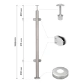 Rohový zábradlový stĺpik na sklo fi 42,4x1060/1102,4mm 4 uchytenia brúsený 000-559 (2)