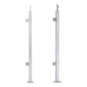 Ľavý koncový balustradový stĺpik 40x40x1060/1100mm 2 držiaky na sklo