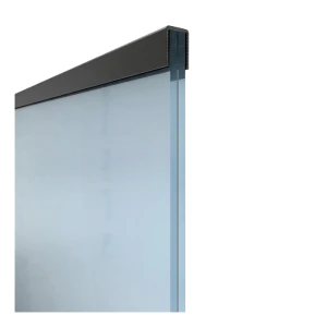 Kozza – hliníkový obdĺžnikový úchyt na sklo 12–13,52 mm, čierny RAL 9005, 5 m