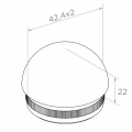 Kozza elipsoidálna záslepka zatlačovaná do rúry zábradlia 42,4 mm – oceľ AISI 304 satén 001-095 (2)