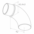 Uzavreté koleno na zábradlie pre rúru 42,4 mm – nerezová oceľ AISI 304 satén 001-102 (2)