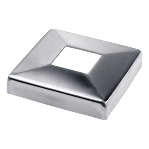 Maskovacia rozeta na zábradlie štvorcová 108×108 mm na profil 40×40 – nehrdzavejúca oceľ, lesk