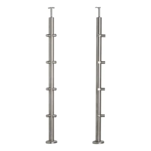 PSG rohový zábradlový stĺpik z nerezovej ocele AISI 304 ø42,4 mm H1060 mm s držiakmi na rúrky ø12 mm
