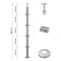PSG rohový zábradlový stĺpik z nerezovej ocele AISI 304 ø42,4 mm H1060 mm s držiakmi na rúrky ø12 mm 001-206 (2)