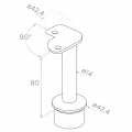 PSG rohový zábradlový stĺpik z nerezovej ocele AISI 304 ø42,4 mm H1060 mm s držiakmi na rúrky ø12 mm 001-206 (4)